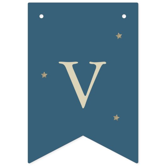 Over the Moon Baby shower Navy Blue Bunting Flags Vlaggetjes (Derde vlag)