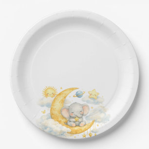 Over the Moon Baby Shower Papieren Borden Bordje