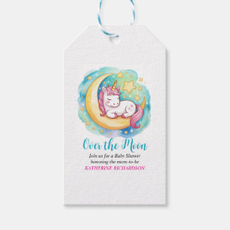 Over the Moon Baby Shower – Slaapende Eenhoorn Cadeaulabel