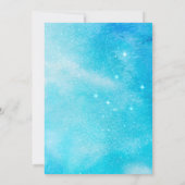 Over the Moon Blauw & Goud Baby shower Uitnodigen Kaart (Achterkant)