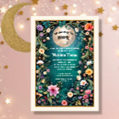 Over the Moon Bloemen Nacht Roze Bloemen Wijnmeisj Kaart