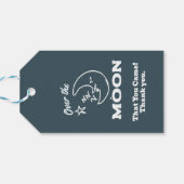 Over. the Moon Blue Baby shower Custom Cadeaulabel (Achterkant Horizontaal)