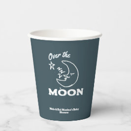 Over. the Moon Blue Baby shower Custom Papieren Bekers