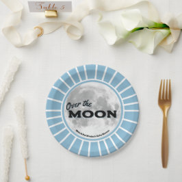 Over. the Moon Blue Baby shower Custom Papieren Bordje