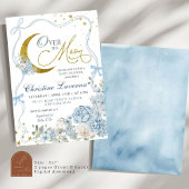 Over the Moon Blue Bow Hydrangea Baby shower Kaart