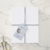 Over The Moon Blue Boy Baby shower Label Cadeaulabel (Met Touw)