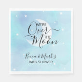 Over the Moon Blue Dank u Baby shower servetten (Voorkant)