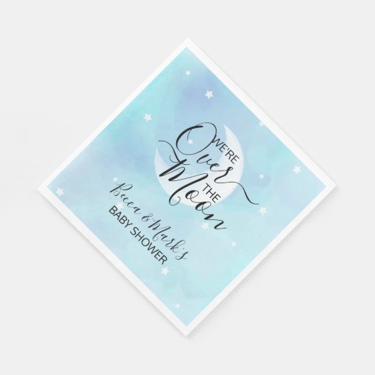 Over the Moon Blue Dank u Baby shower servetten (Hoek)