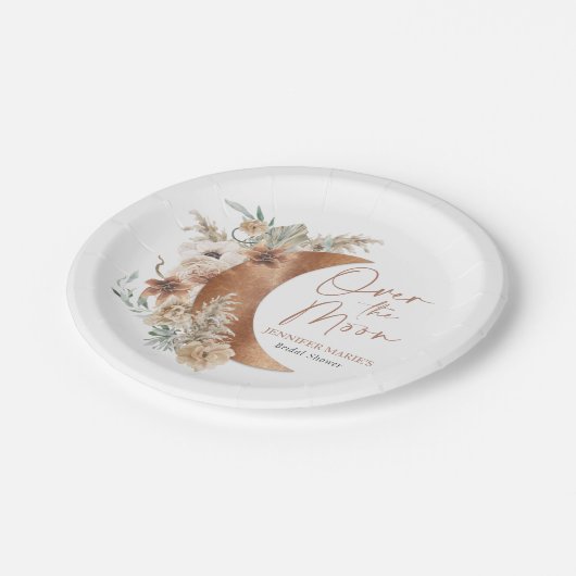 Over the Moon Boho Bruiloftsfeest Papieren Bordje (Gekanteld)