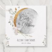 Over the Moon boho genderneutraal baby shower Bedankjes Labels (Voorkant)