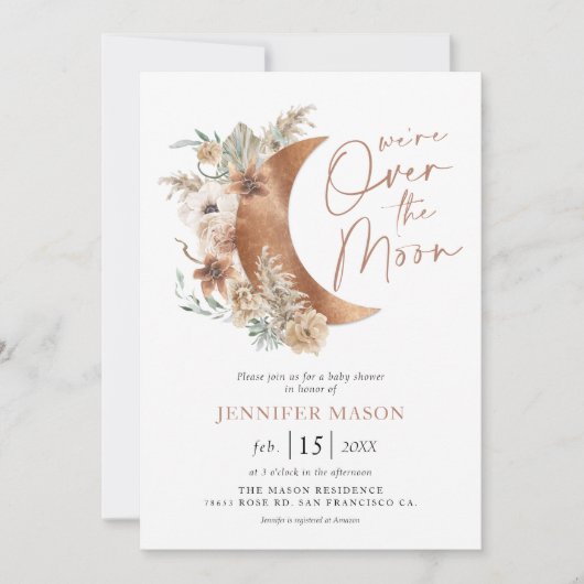 Over the Moon Boho Geslacht Neutrale Baby Shower Kaart (Voorkant)