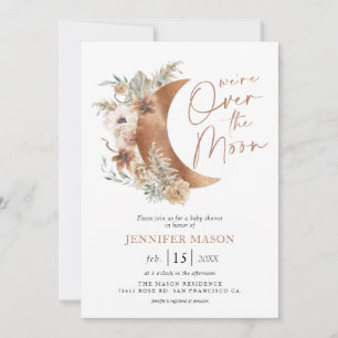 Over the Moon Boho Geslacht Neutrale Baby Shower Kaart