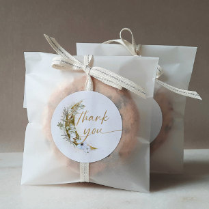 Over the Moon Boho Goudstof & Wolken Ronde Sticker