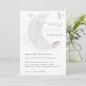 Over the Moon Boho Jongens Baby Shower Kaart (Staand voorkant)
