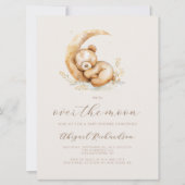 Over the Moon Boho Teddybeer QR Code Baby Shower Kaart (Voorkant)