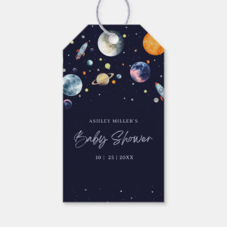 Over The Moon Boy Baby Shower Invite, Space Galaxy Cadeaulabel
