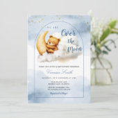 Over The Moon Boy Girl Baby Shower Invitation (Debout devant)