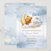 Over The Moon Boy Girl Baby Shower Invitation (Devant / Derrière)