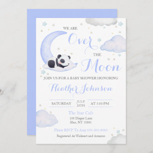 Over the Moon Boy Panda Beer Baby shower Kaart
