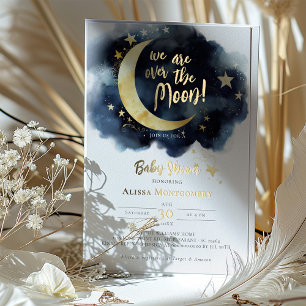 Over the Moon Celestial Baby shower Folie Accenten Uitnodiging
