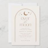 Over the Moon Cream Boho Baby shower Invitation Kaart (Voorkant)