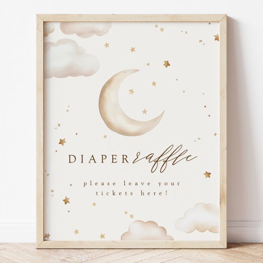 Over the Moon Diaper Raffle Sign Poster