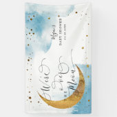 Over the Moon Dreamy Blue Sky Baby shower Spandoek (Verticaal)