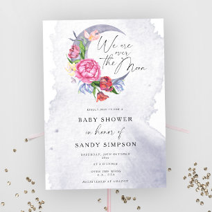 Over the Moon Flowers Baby shower Kaart