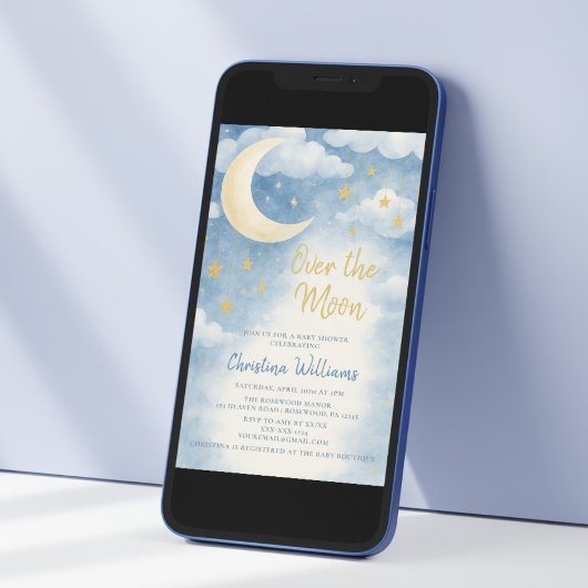 Over the Moon for Baby Shower Invitation