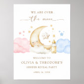 Over the Moon Gender Reveal Party Welcome Poster (Devant)