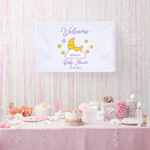 Over the Moon Genderneutraal Baby shower Welkom Spandoek
