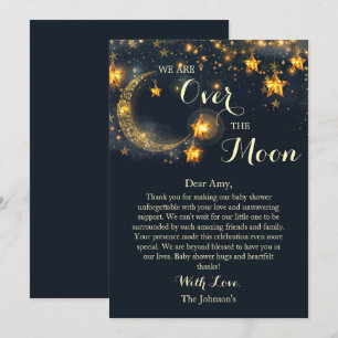 Over the moon grillig neutraal Baby shower Bedankkaart