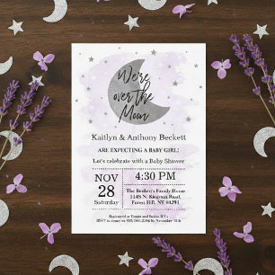 Over The Moon   Invitation de Baby Shower Neutre