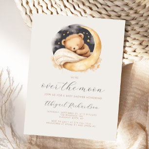 Over the Moon Knuffelbeer Neutrale Boho Baby Showe Briefkaart
