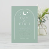 Over the Moon Light Green Baby Shower Invitation (Debout devant)