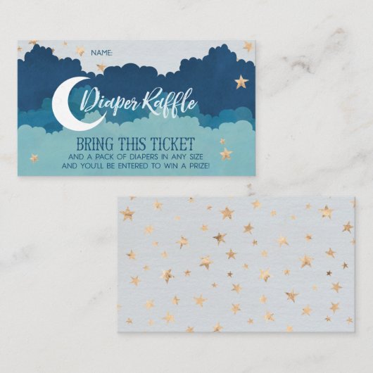 Over the Moon Luier Raffle Kaarten - Blauw (Voorkant / Achterkant)