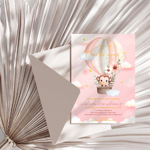 Over the Moon Monkey Baby shower Kaart