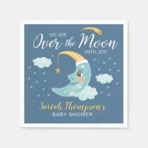 Over the Moon Navy Blue Boy Baby shower Servet