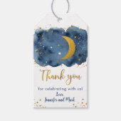 Over the Moon Navy Gold Galaxy Baby shower Cadeaulabel (Voorkant)
