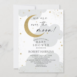 Over the Moon Neutral Baby shower Invitation Kaart