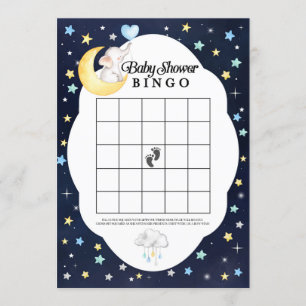 Over The Moon Olifant Baby Shower Bingo Spel Kaart
