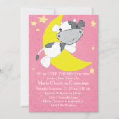 Over the Moon Pink Baby shower Invitation Kaart (Voorkant)