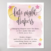 Over the Moon Roze Late Night Luiers Activiteit Poster (Voorkant)