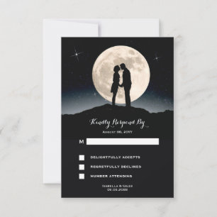 Over the Moon Sterrennacht bruiloft RSVP Kaartje