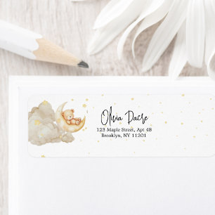 Over The Moon Teddy Bear Baby Shower Retouradres Etiket