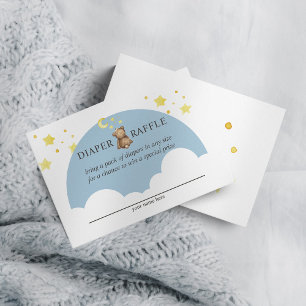 Over The Moon Teddybeer Stofblauwe Luierloterij Informatiekaartje