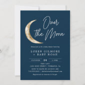 Over The Moon Thema Indigo Baby Shower Kaart (Voorkant)
