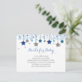 Over the Moon Zilverblauw Baby shower Boeken Briefkaart (Staand voorkant)