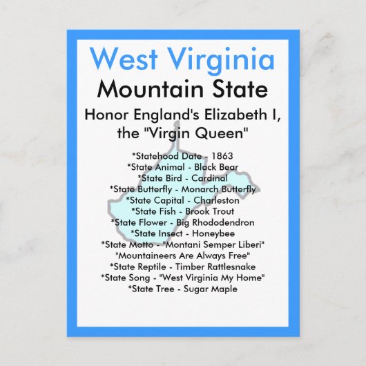 Over West Virginia Briefkaart (Voorkant)