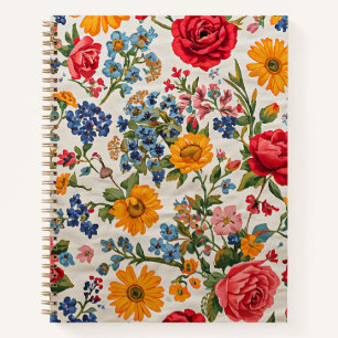 Overal bloemen, kleurrijke variëteit, notitieboek